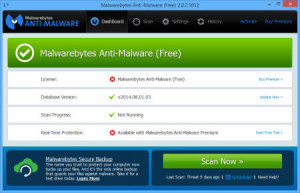 Malwarebytes Main Screen